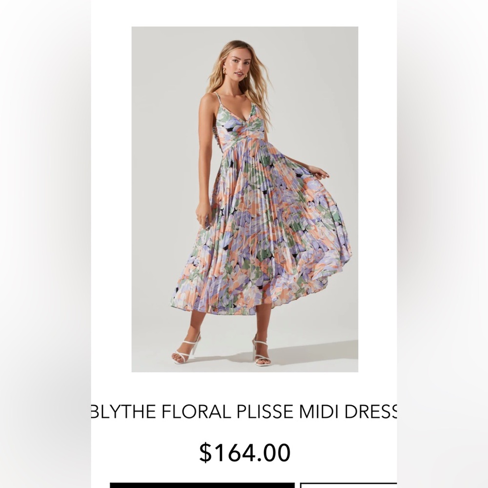 Blythe Floral Plisse Midi Dress